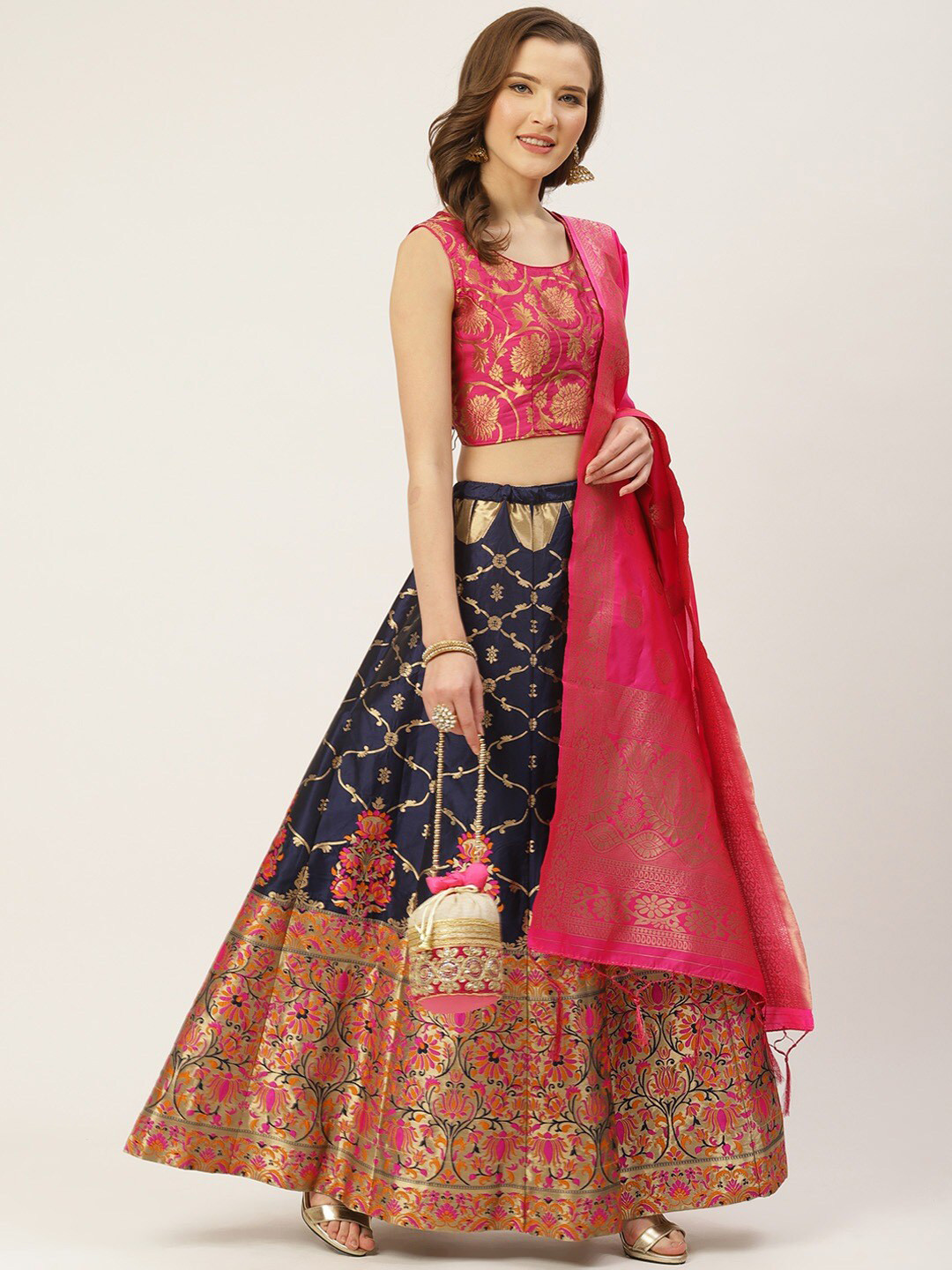 

HRITIKA Semi-Stitched Lehenga & Blouse With Dupatta, Pink