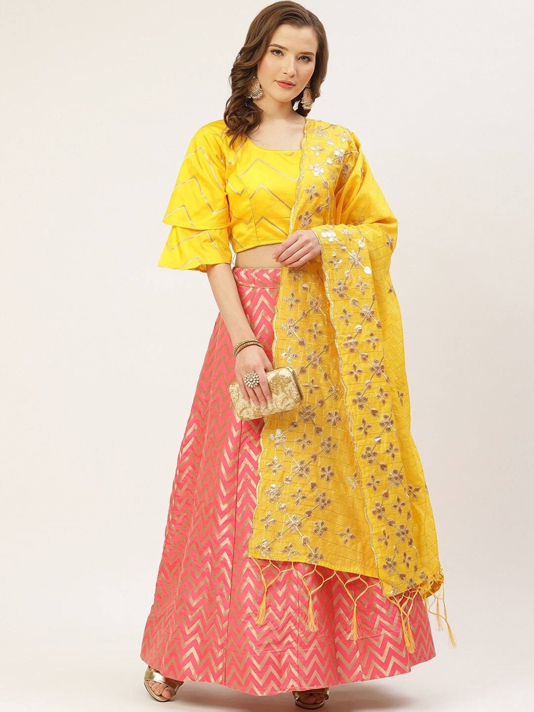 

HRITIKA Semi-Stitched Lehenga & Blouse With Dupatta, Pink