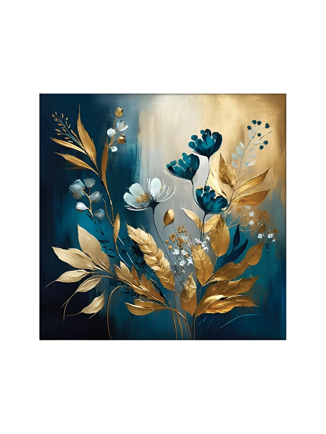 

OLIVE TREE Blue & Brown Floral Canvas Painting Wall Art