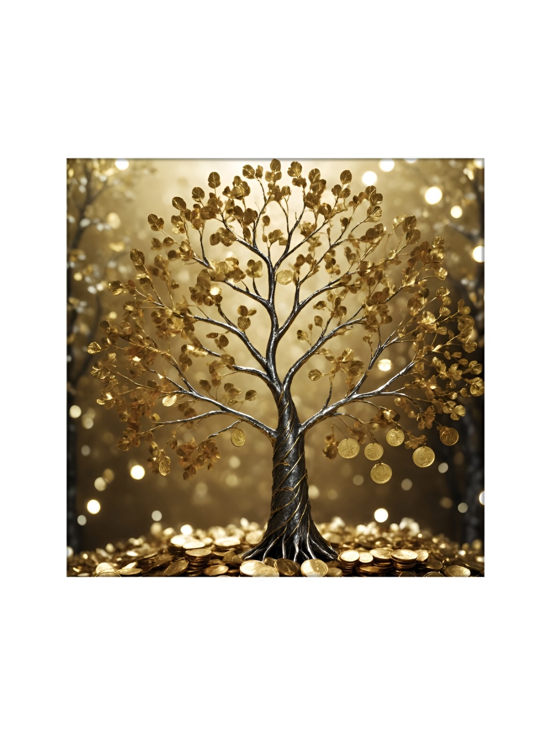 

OLIVE TREE Gold-Toned & Black Floral and Botanical Painting Wall Art