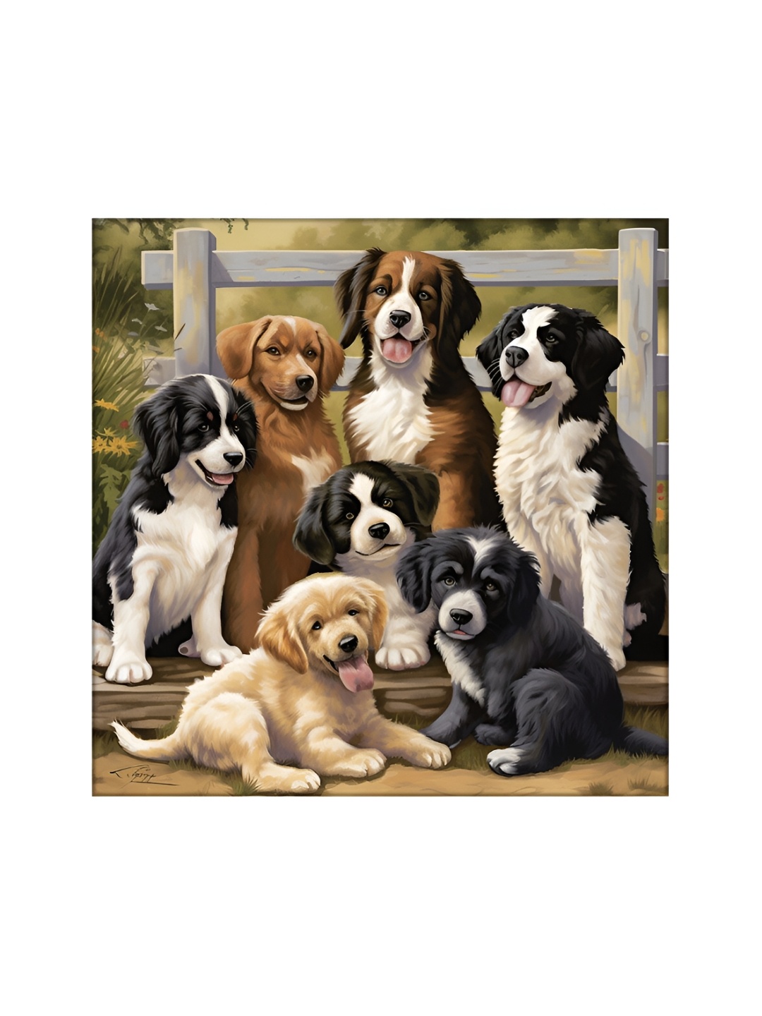 

OLIVE TREE Black & Brown Puppies Photography Canvas Wall Art