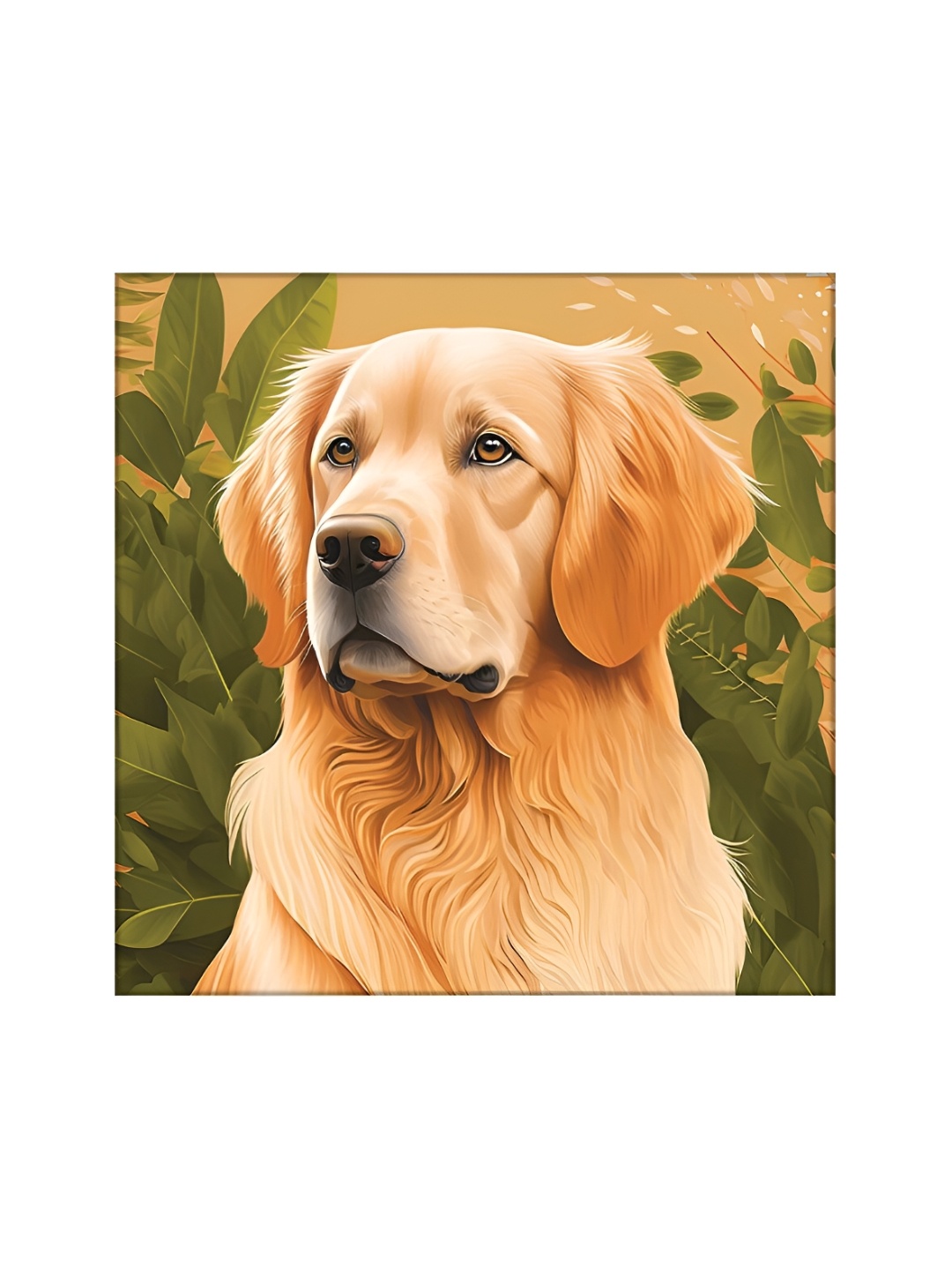 

OLIVE TREE Green & Brown Dog Canvas Painting Wall art