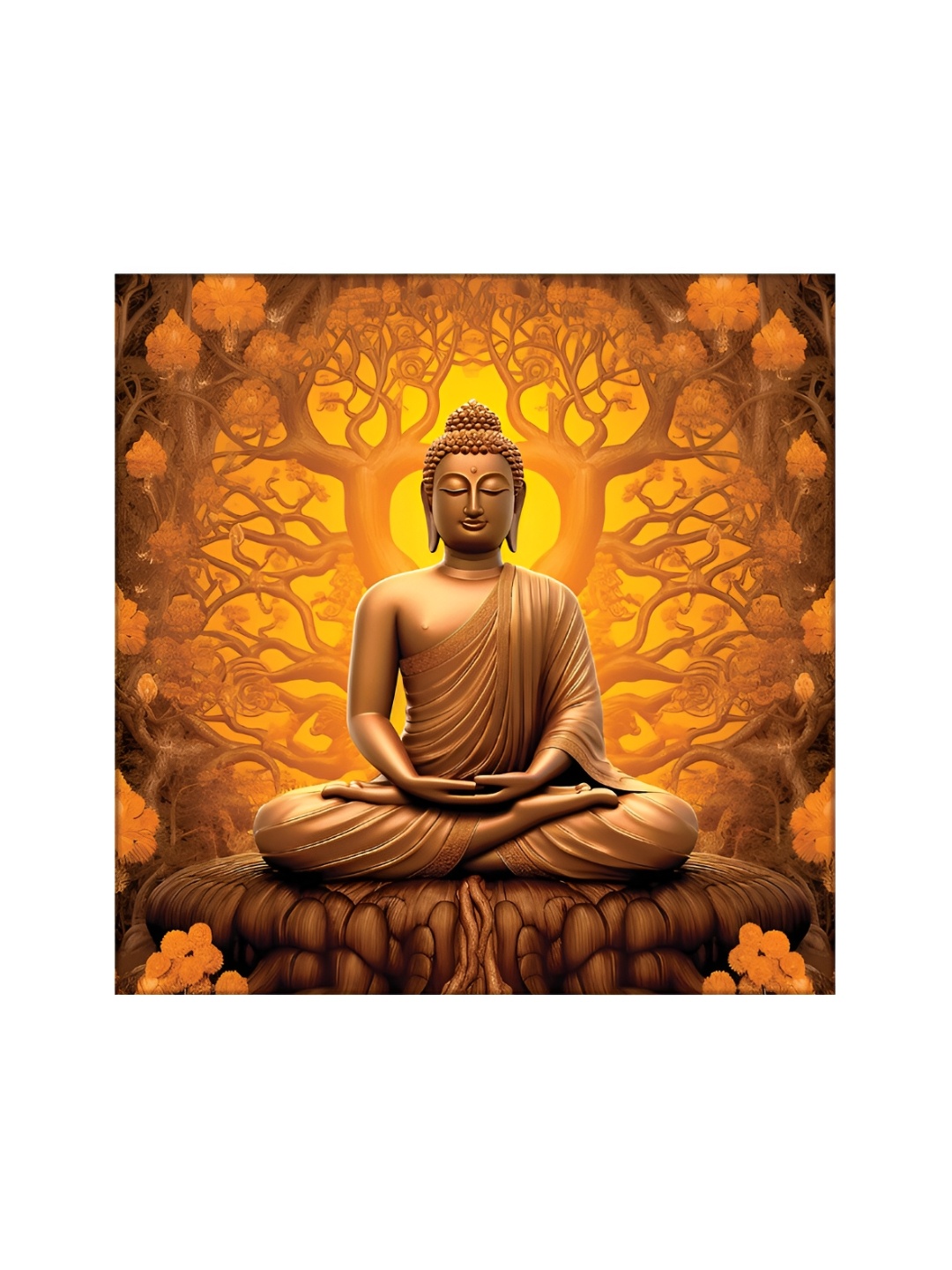 

OLIVE TREE Orange & Gold-Toned Religious Painting Wall Art