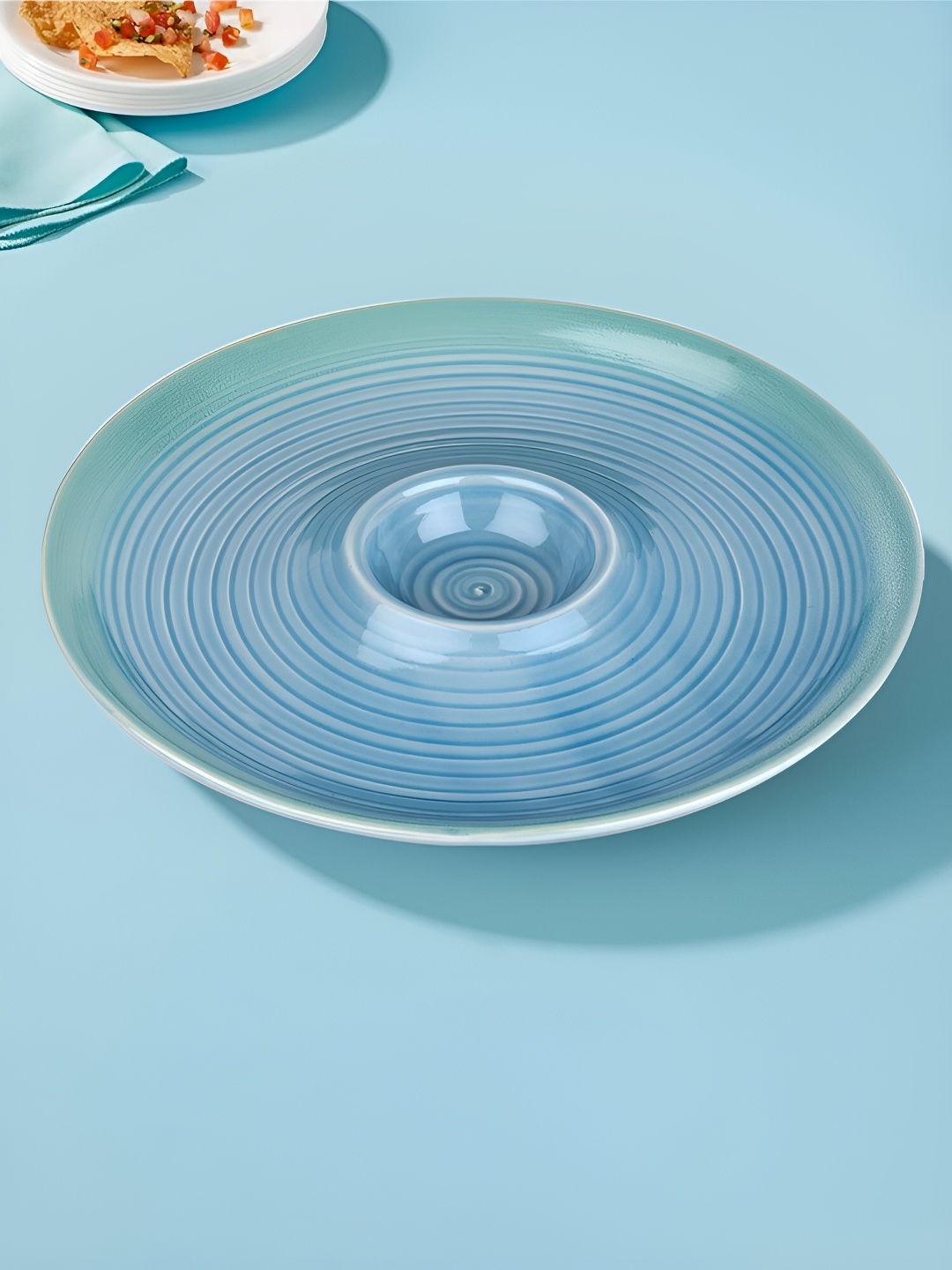

Ekhasa Blue Ceramic Microwave Safe Food Platter