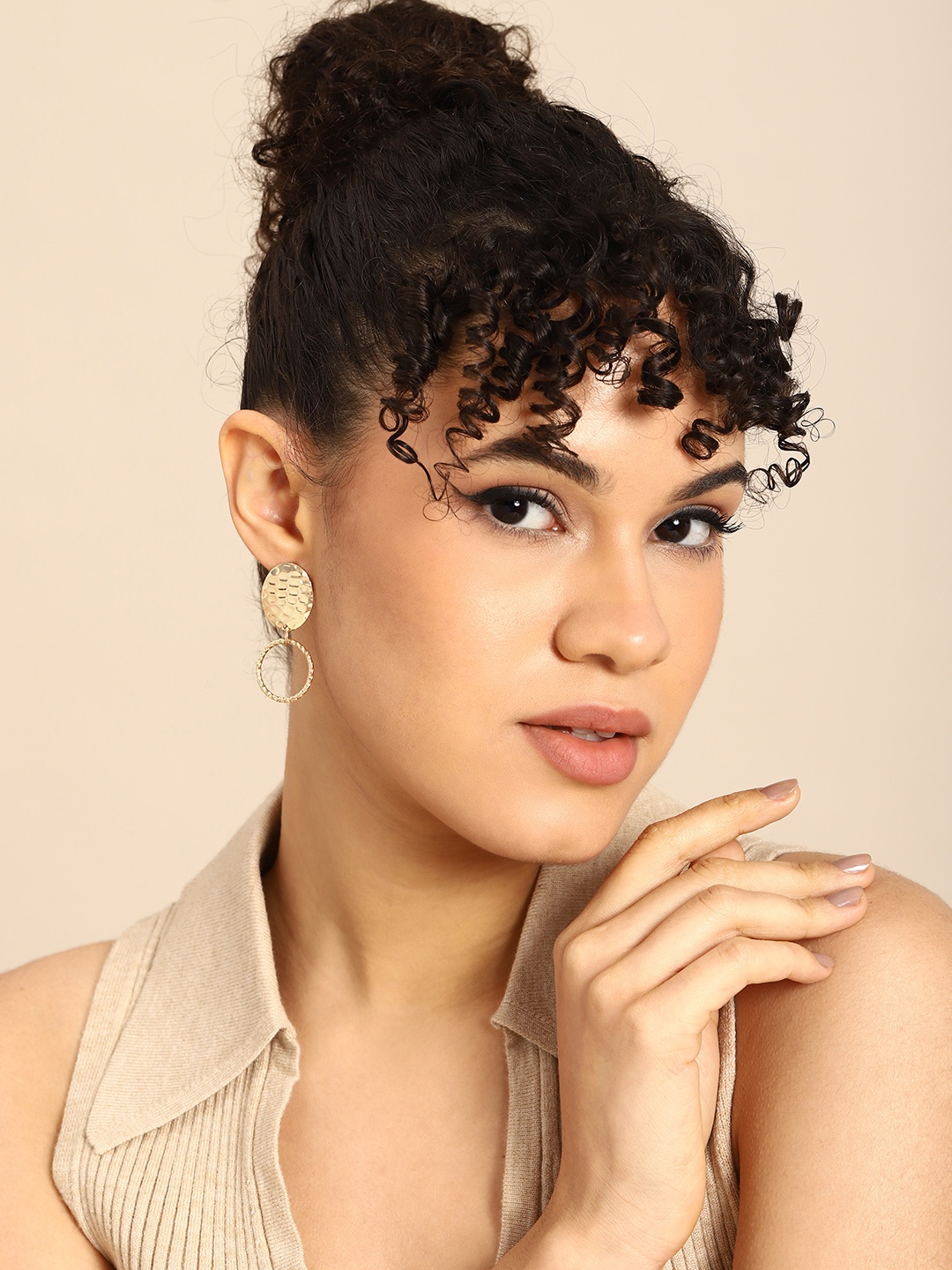 

DressBerry Gold-Plated Circular Drop Earrings