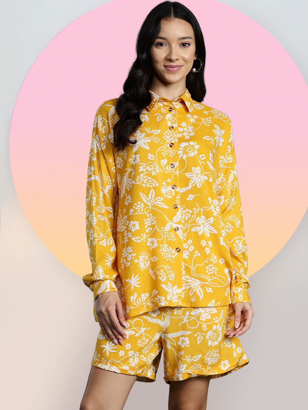 

DressBerry Floral Printed Co-Ords, Yellow