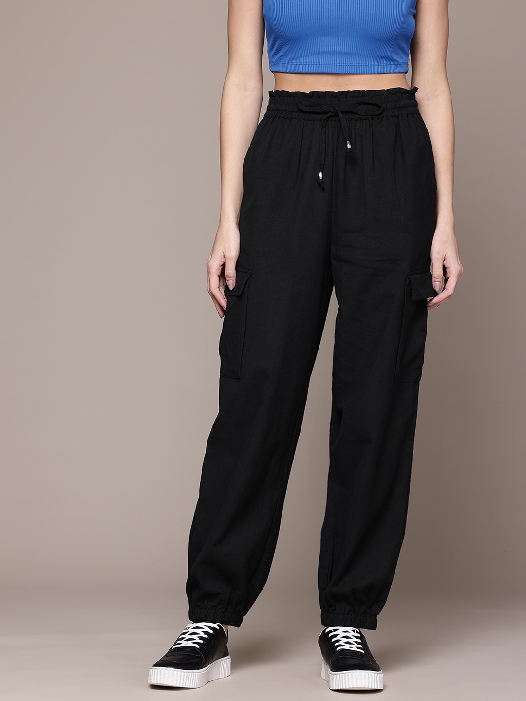

The Roadster Lifestyle Co. Women Pure Cotton Joggers, Black