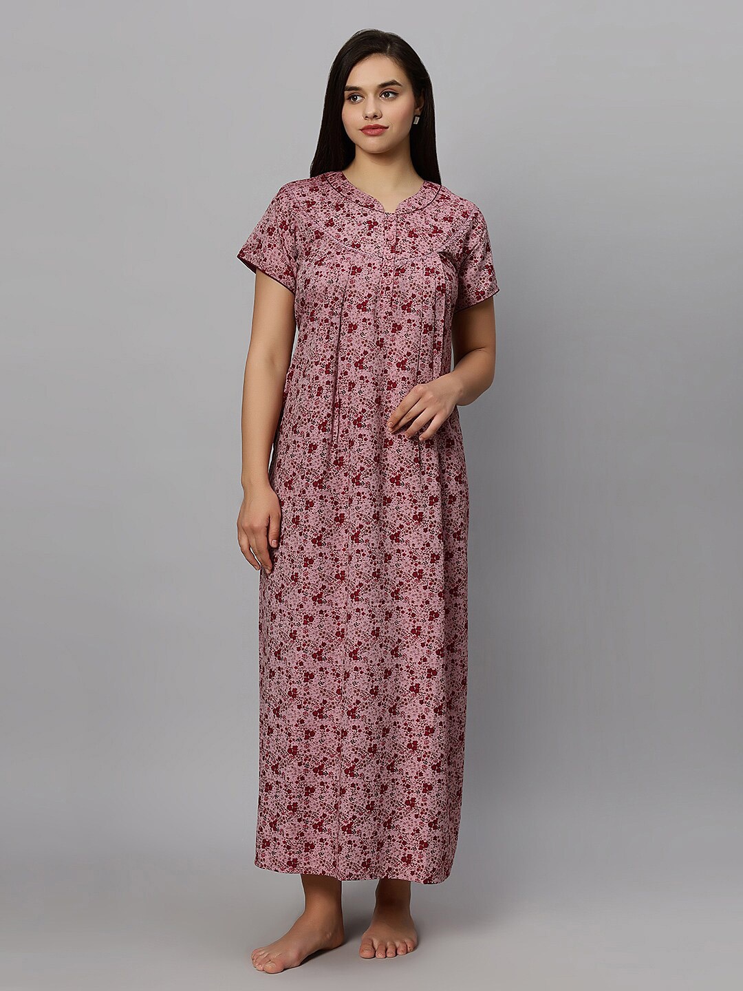 

QUIRA Floral Printed Maxi Nightdress, Pink