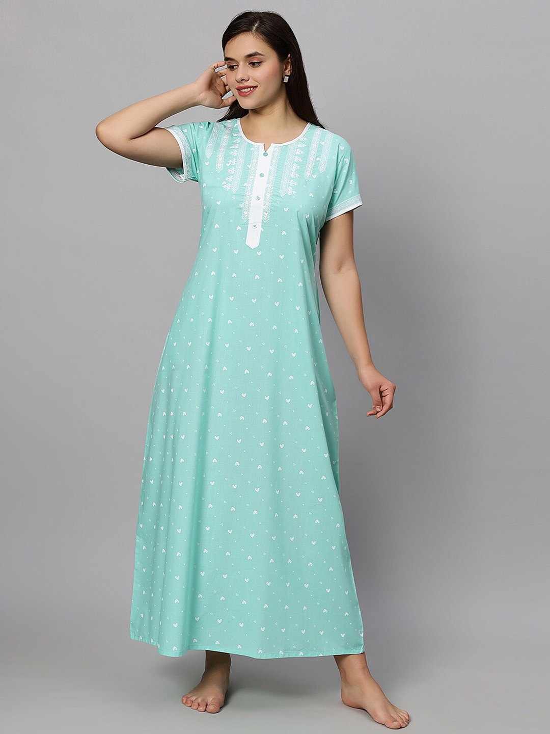 

QUIRA Printed Maxi Nightdress, Blue