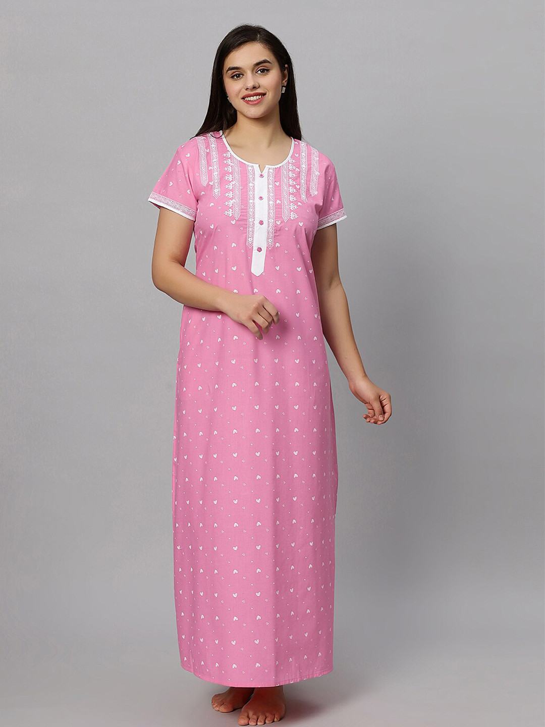 

QUIRA Printed Maxi Nightdress, Pink