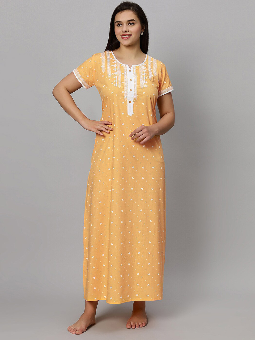 

QUIRA Printed Maxi Nightdress, Yellow