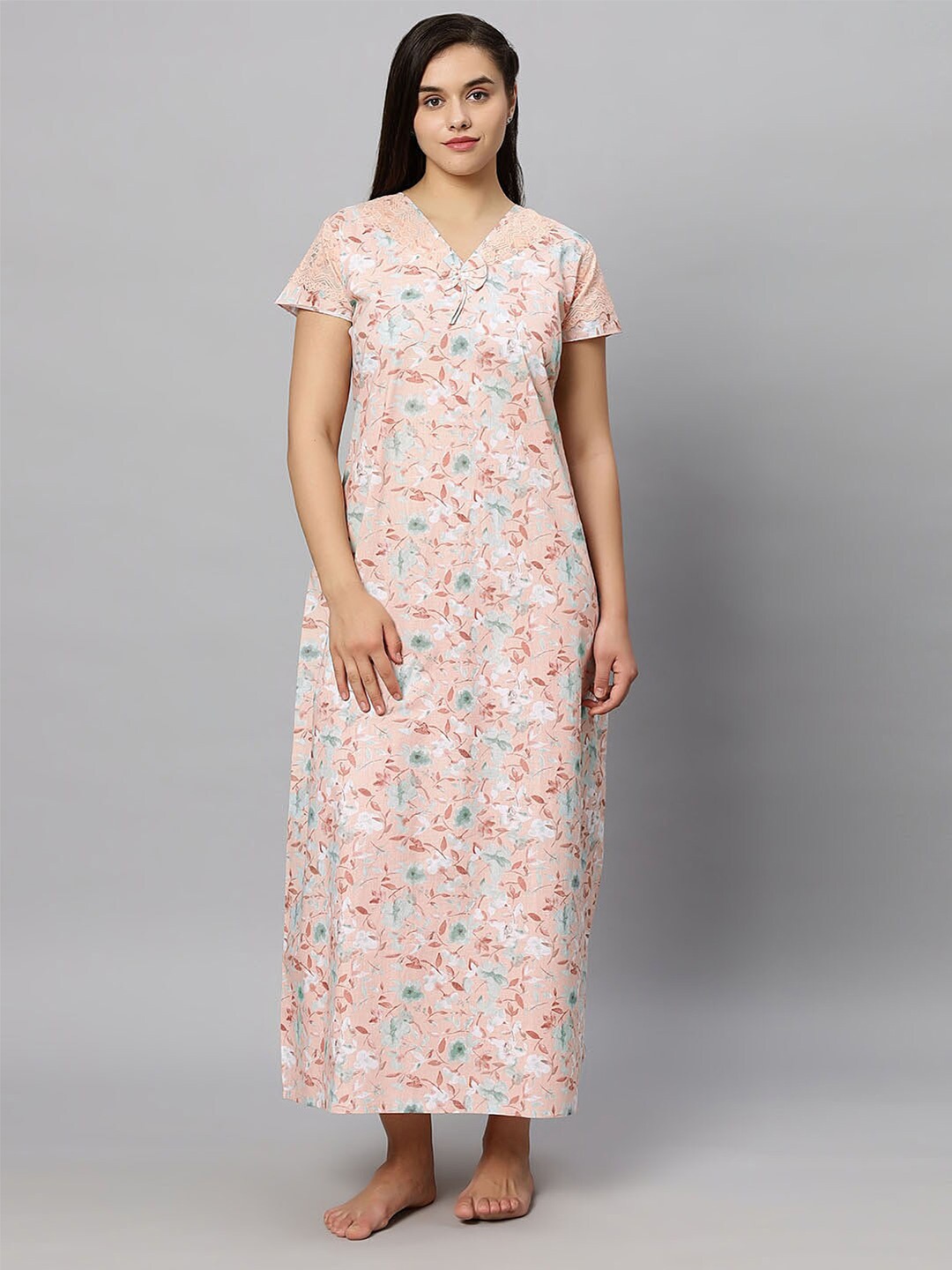 

QUIRA Printed Cotton Maxi Nightdress, Cream