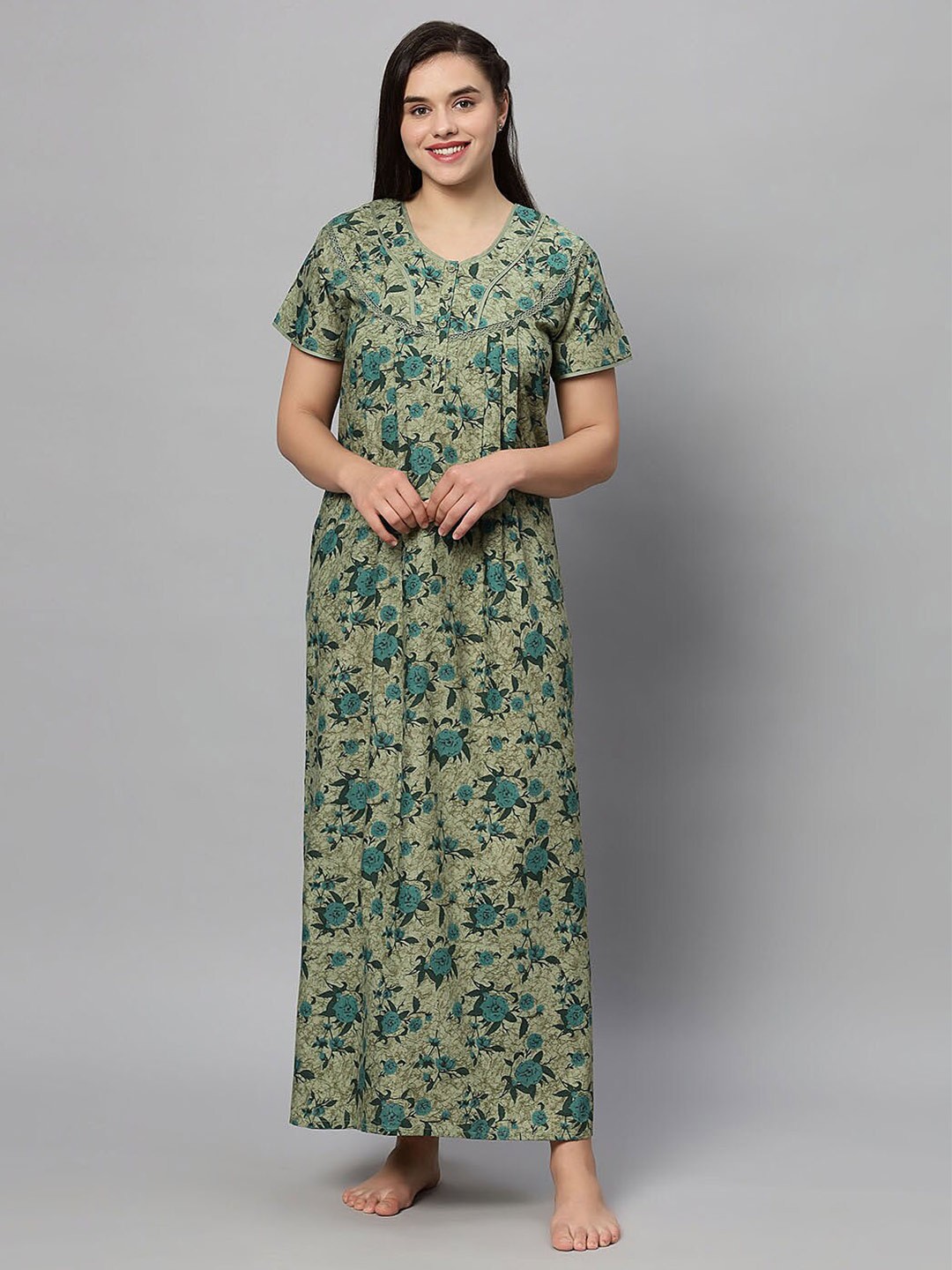 

QUIRA Printed Maxi Nightdress, Green