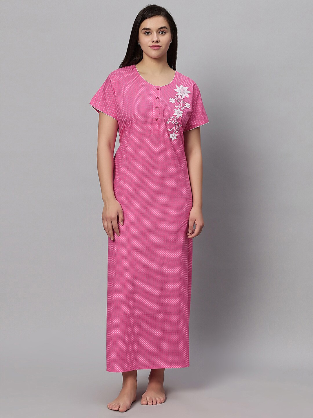 

QUIRA Printed Maxi Nightdress, Pink