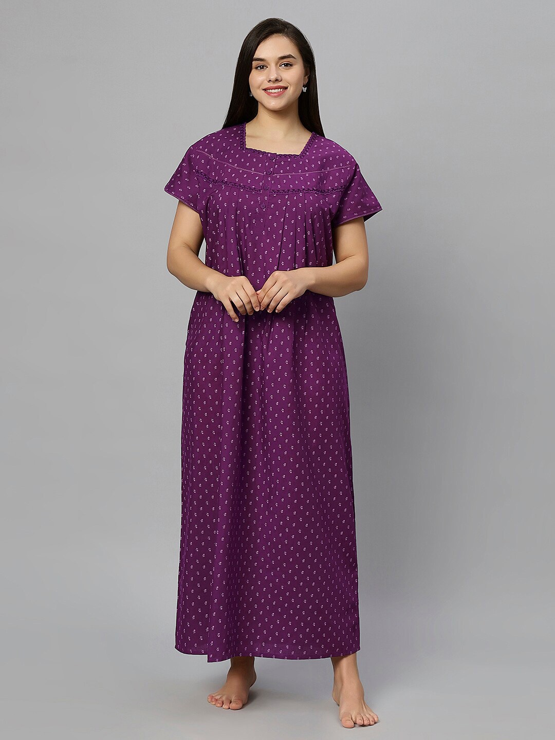 

QUIRA Printed Maxi Nightdress, Violet