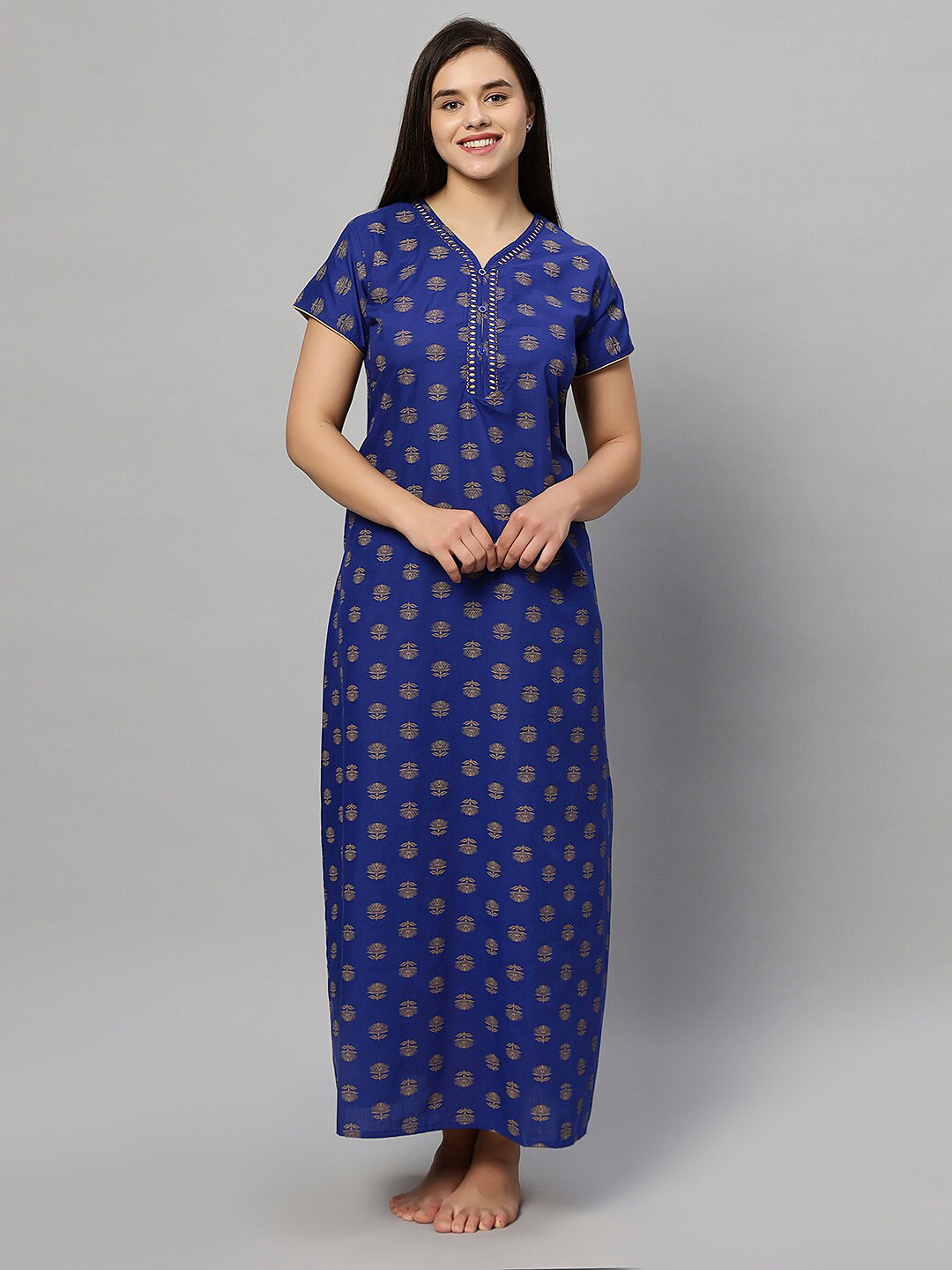 

QUIRA Printed Maxi Nightdress, Blue
