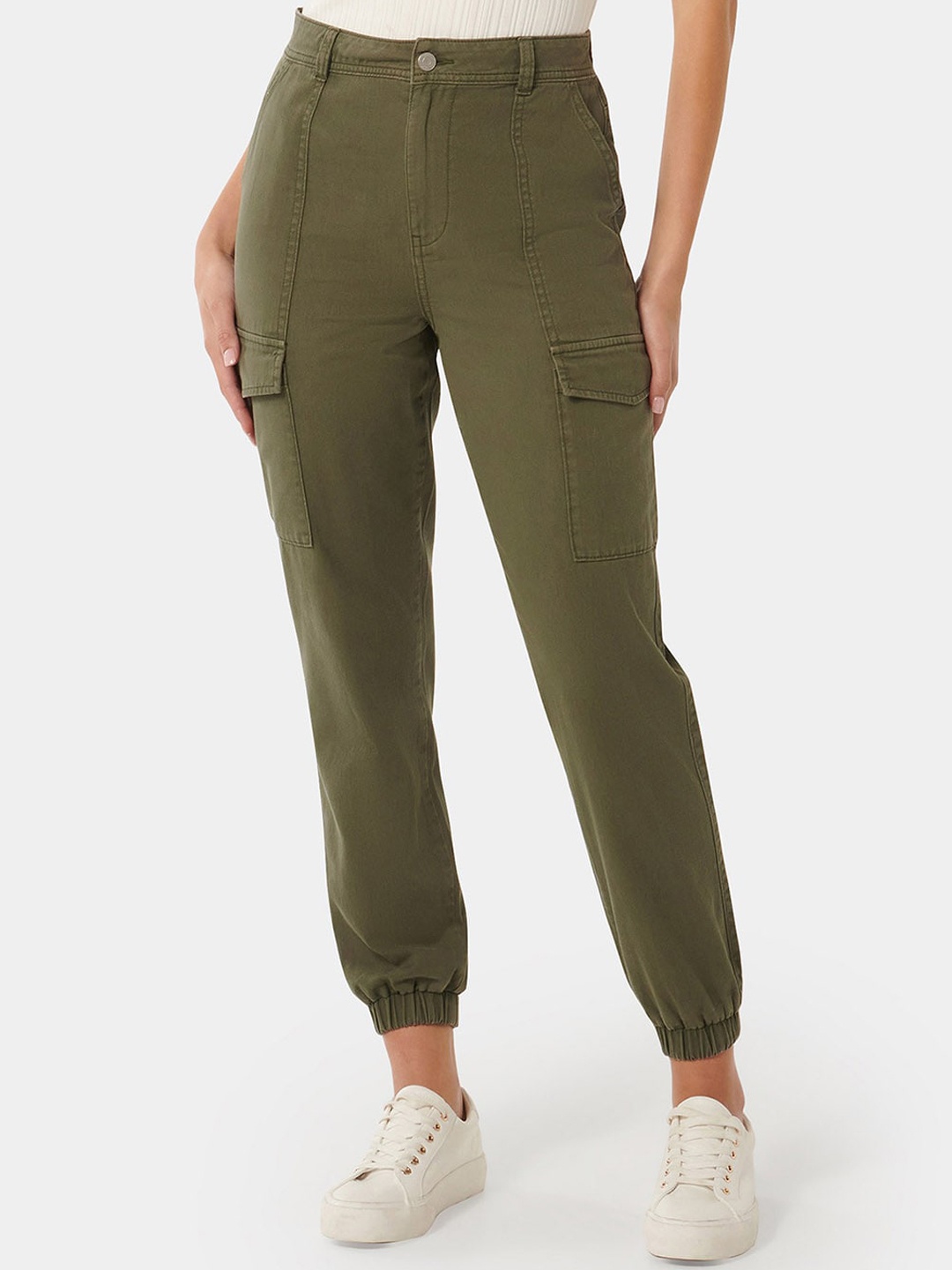 

Forever New Women Relaxed Regular Fit High-Rise Joggers Trousers, Khaki