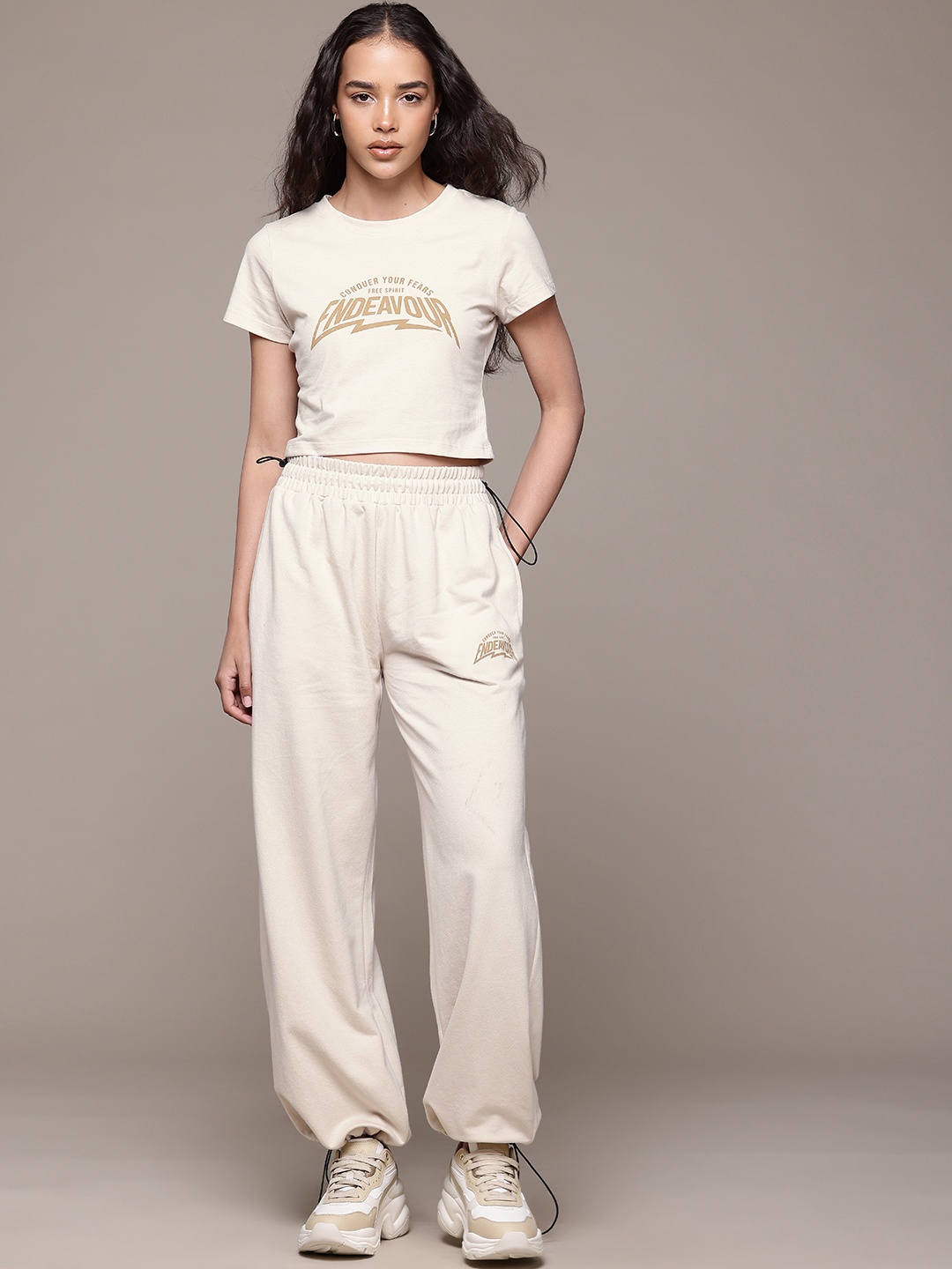 

The Roadster Lifestyle Co. Printed Regular Fit Co-Ords, Cream