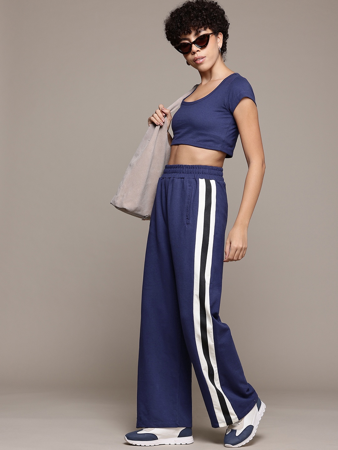 

The Roadster Lifestyle Co. Side Striped Knitted Co-Ords, Blue