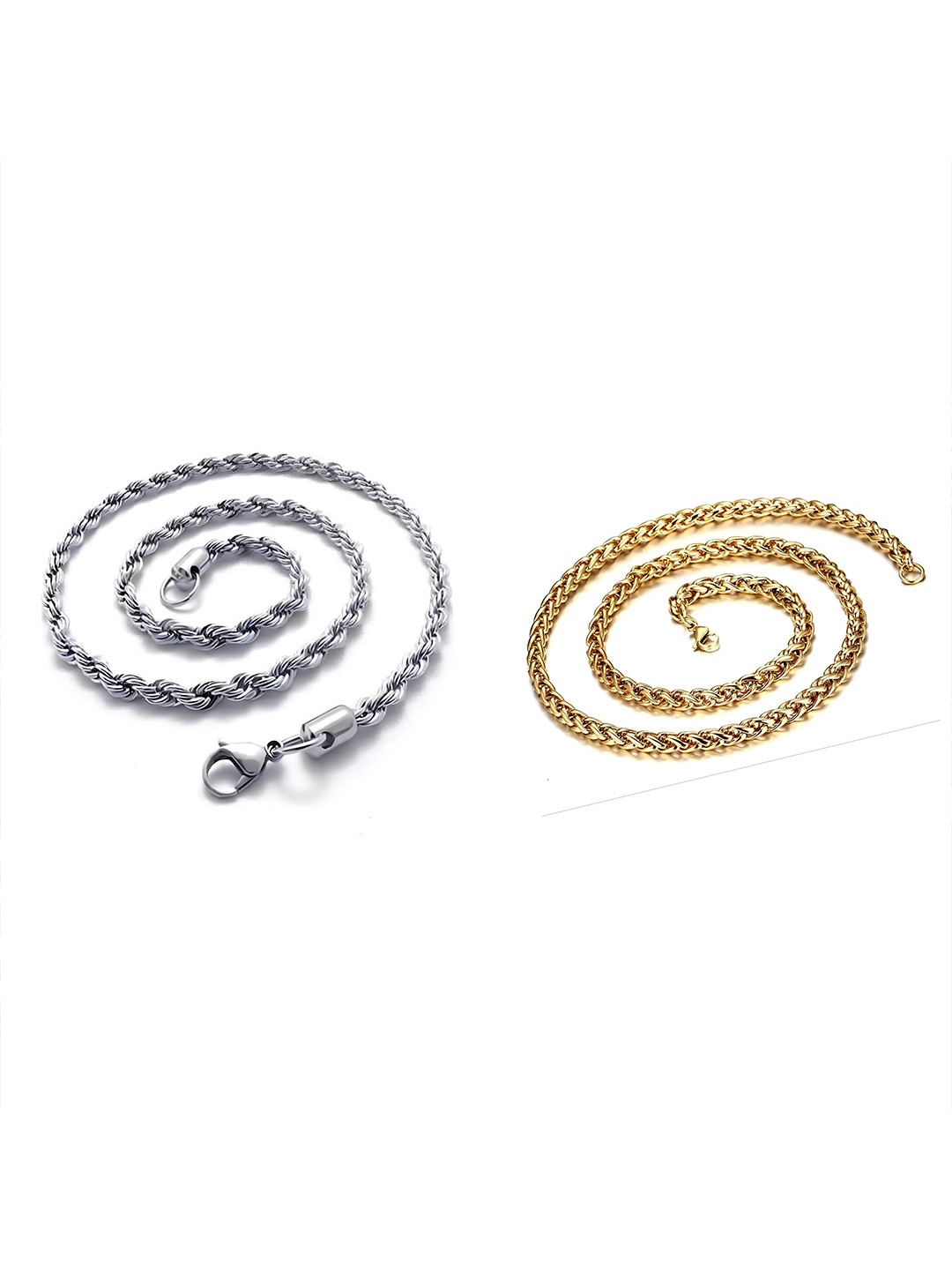 

KARISHMA KREATIONS Set Of 2 Unisex Stainless Steel Silver-Plated Chains