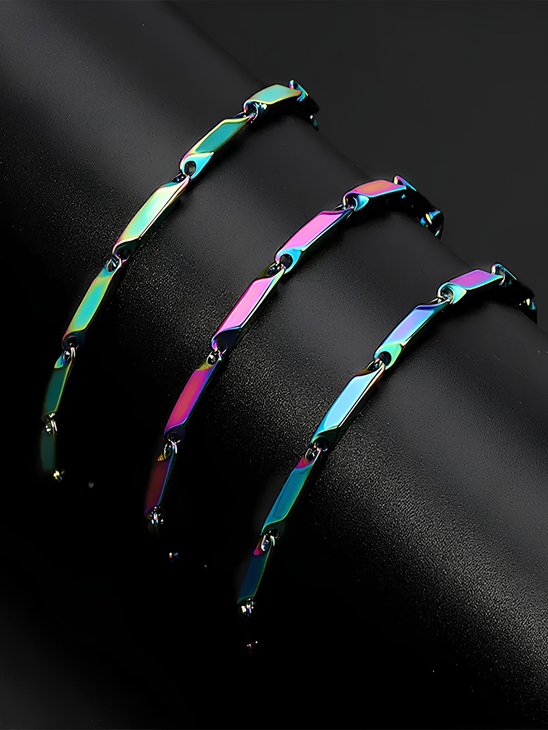 

KARISHMA KREATIONS Set Of 2 Unisex Stainless Steel Silver-Plated Chains