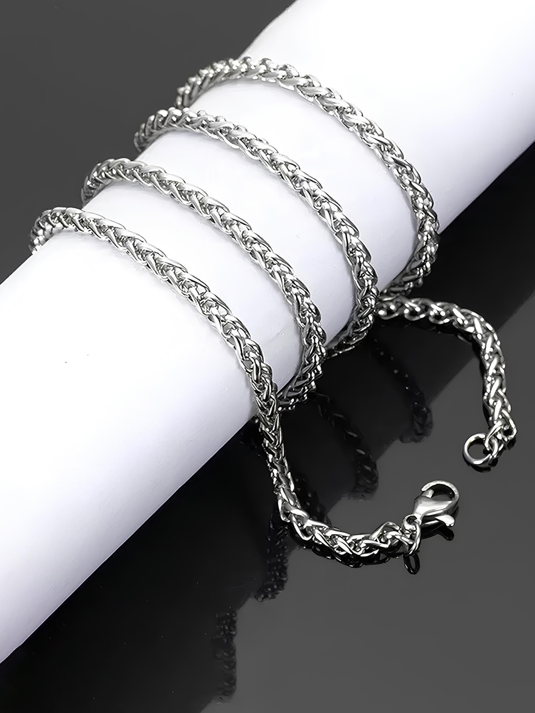 

KARISHMA KREATIONS Unisex Set Of 2 Stainless Steel Silver And Gold Plated Chains