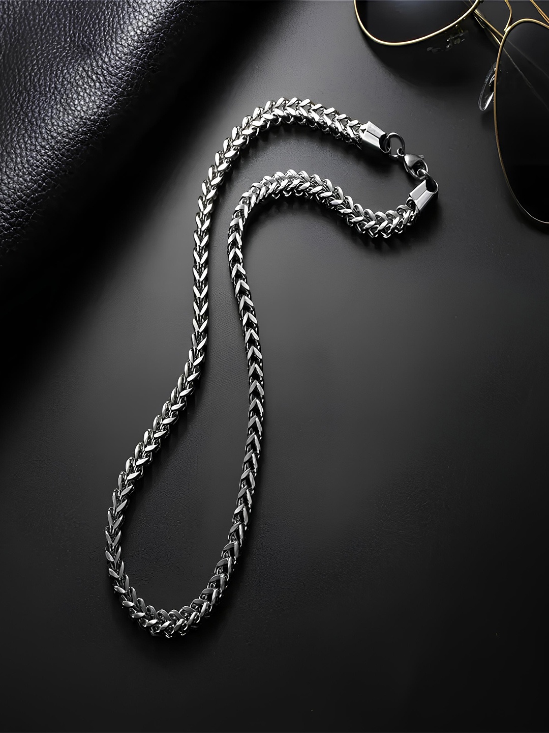 

KARISHMA KREATIONS Unisex Set Of 2 Stainless Steel Silver-Plated Chains