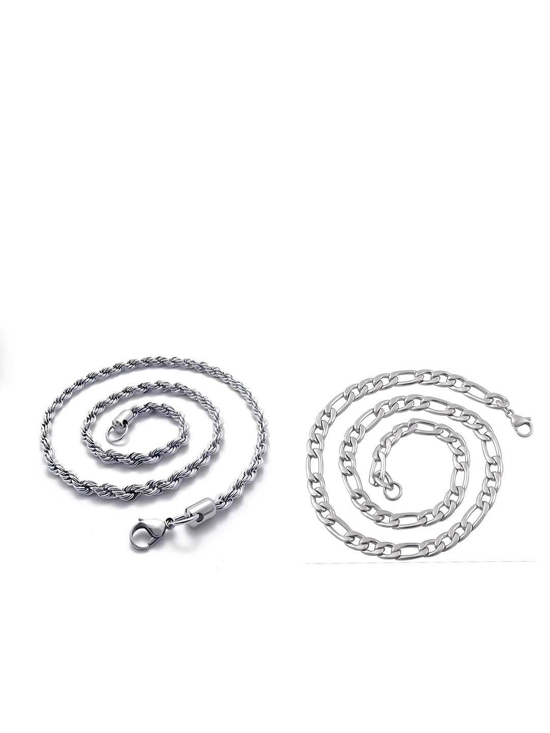 

KARISHMA KREATIONS Unisex Set Of 2 Stainless Steel Silver-Plated Chains