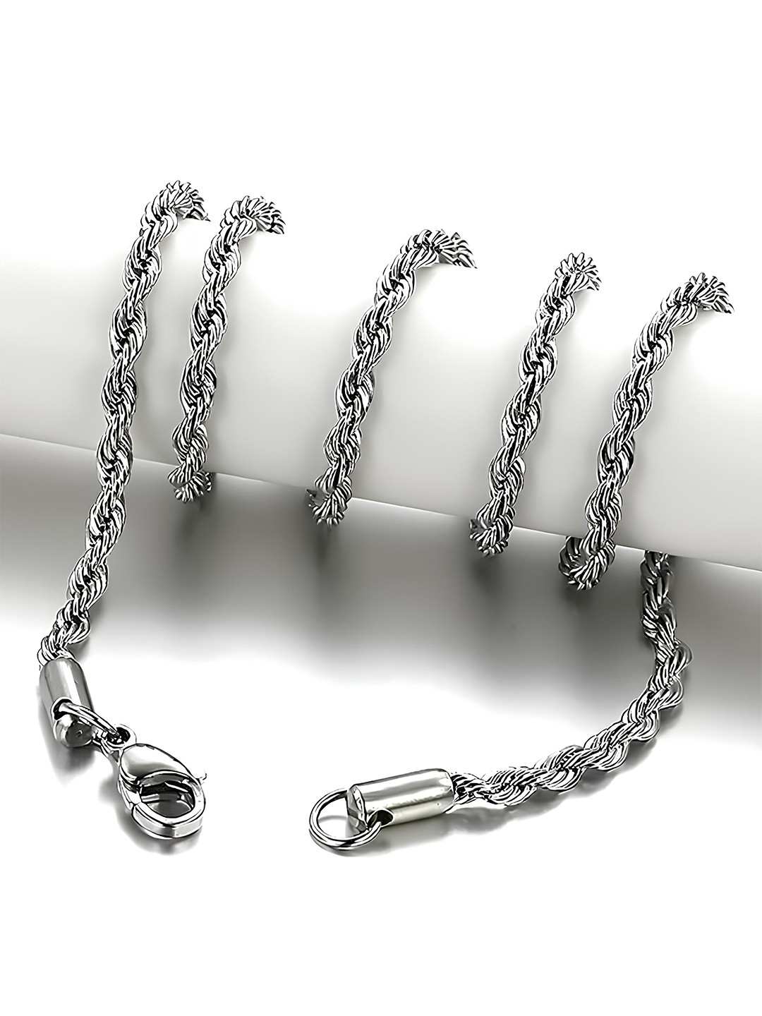 

KARISHMA KREATIONS Unisex Set Of 2 Stainless Steel Silver-Plated Chains
