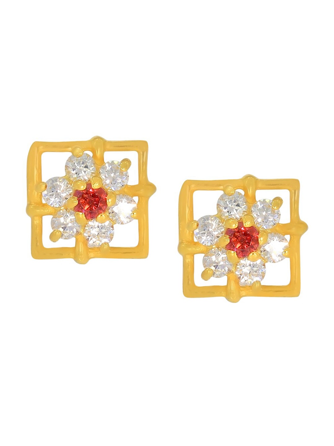 

BHIMA 22K Hallmark 916 Purity Yellow Gold Floral Stone Stud