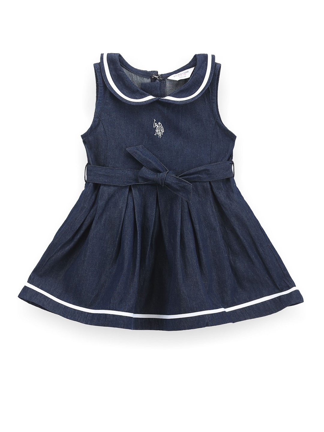 

U.S. Polo Assn. Kids Peter Pan Collar Fit & Flare Dress, Blue