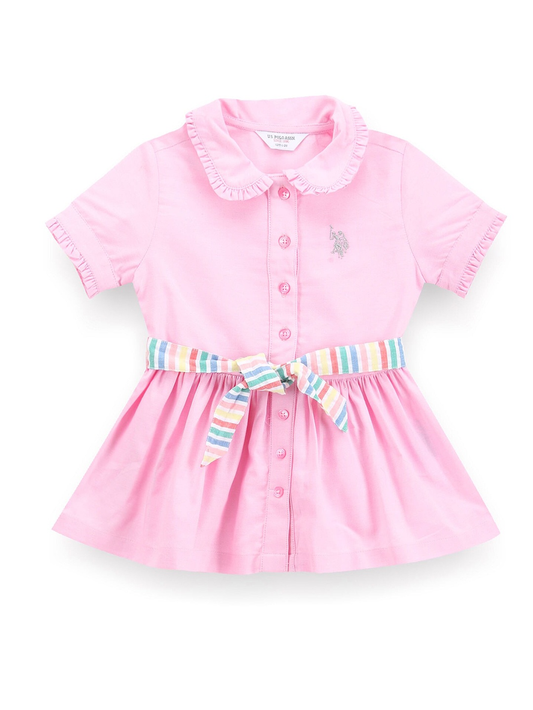 

U.S. Polo Assn. Kids Peter Pan Collar Shirt Dress, Pink