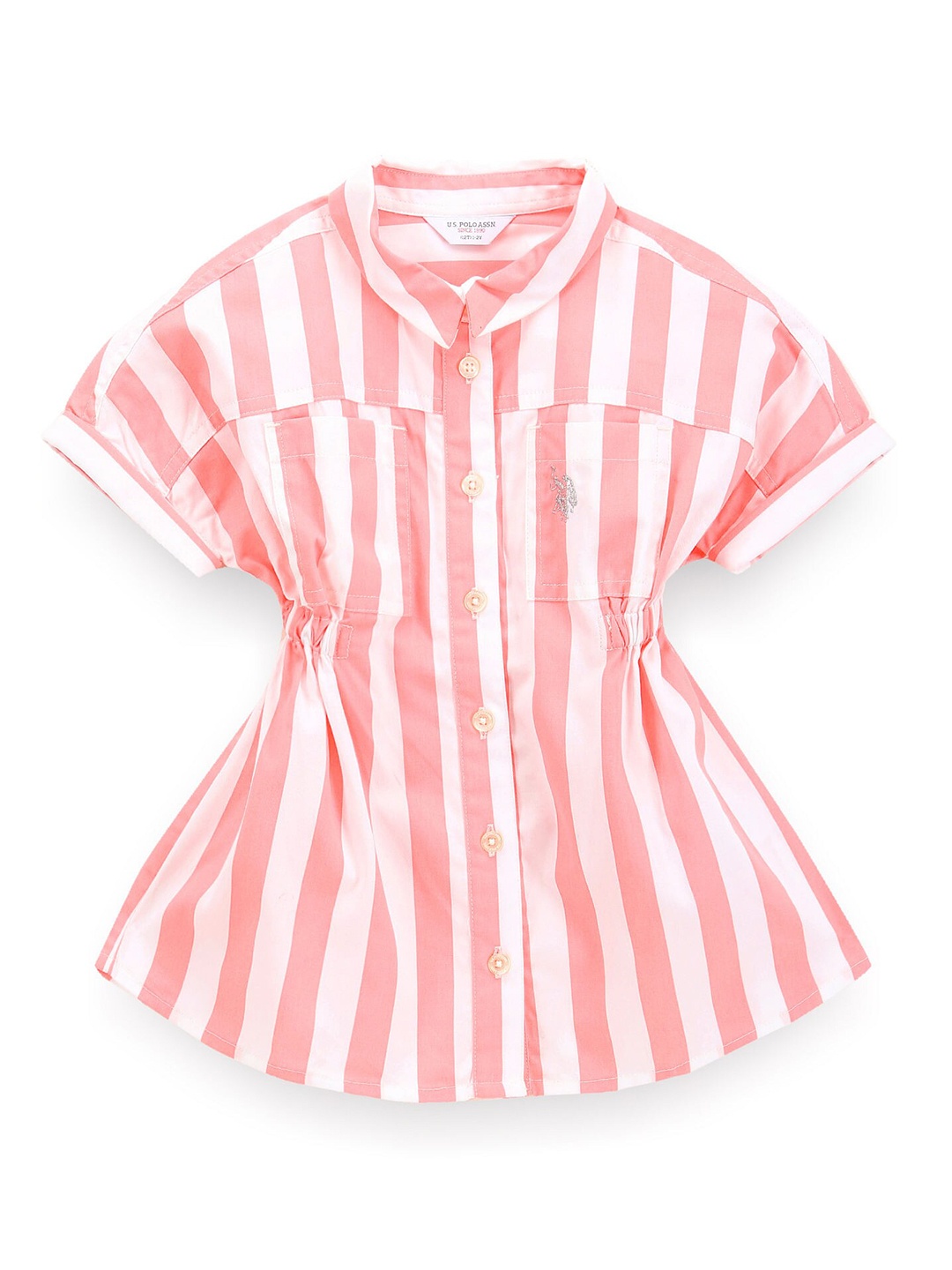 

U.S. Polo Assn. Kids Striped Shirt Dress, Pink