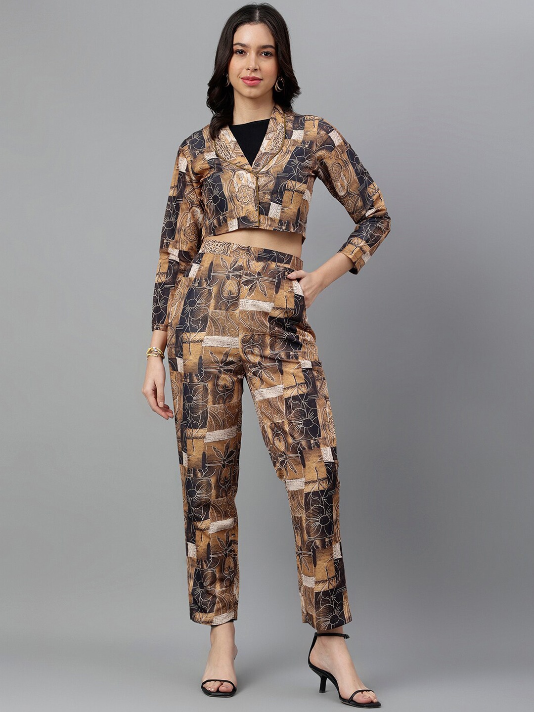 

TRYMISFIT Abstract Printed Top With Trouser Co-Ords, Black
