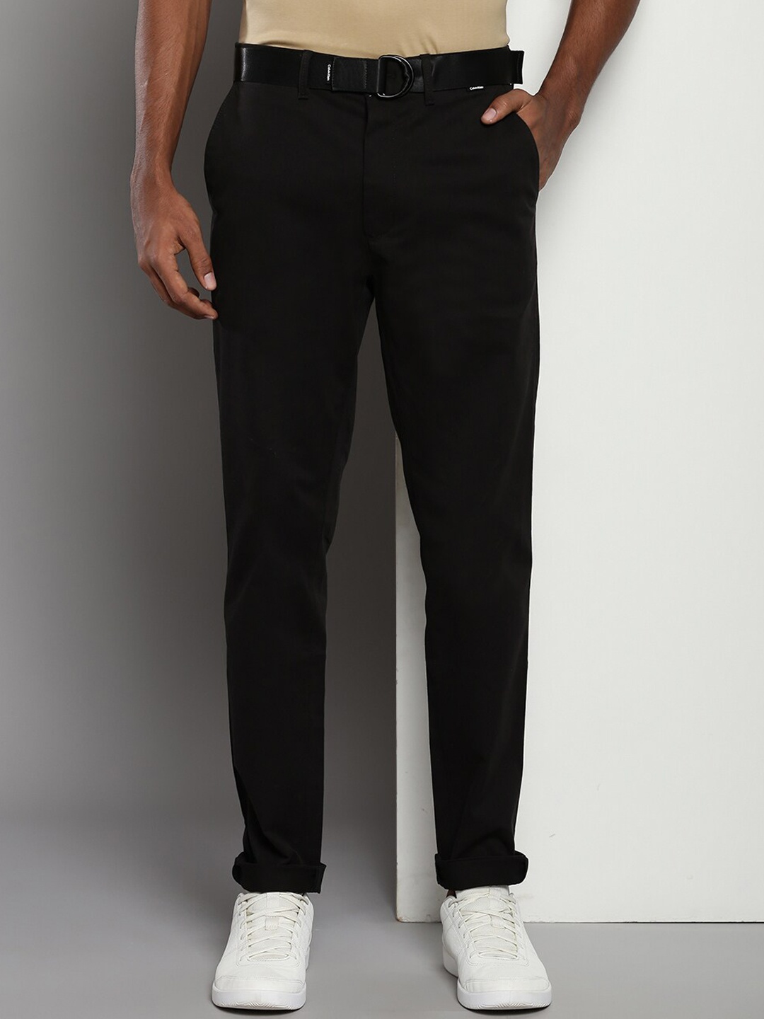 

Calvin Klein Men Slim Fit Chinos Trousers, Black