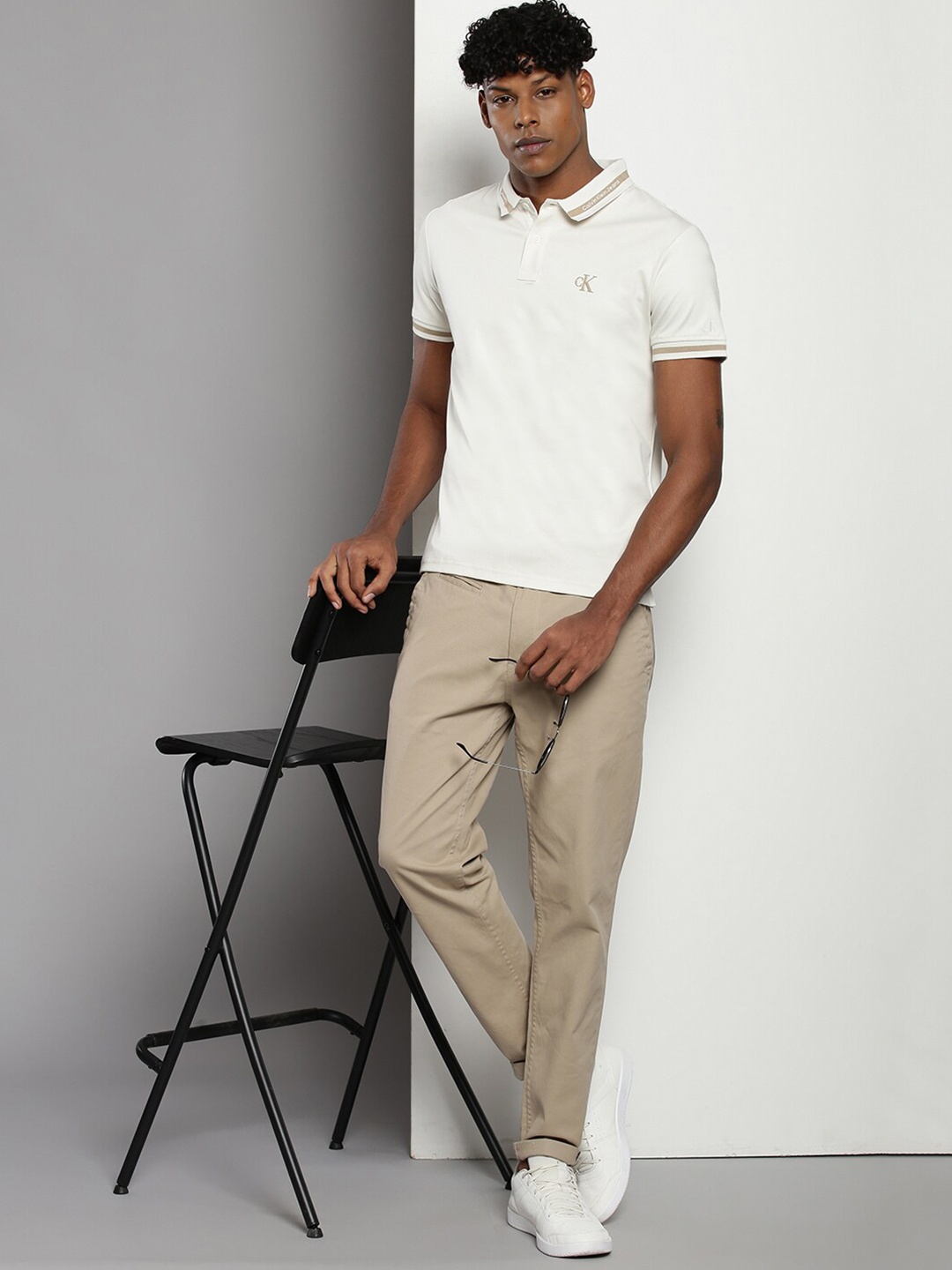 

Calvin Klein Polo Collar Cotton Slim Fit T-shirt, Beige