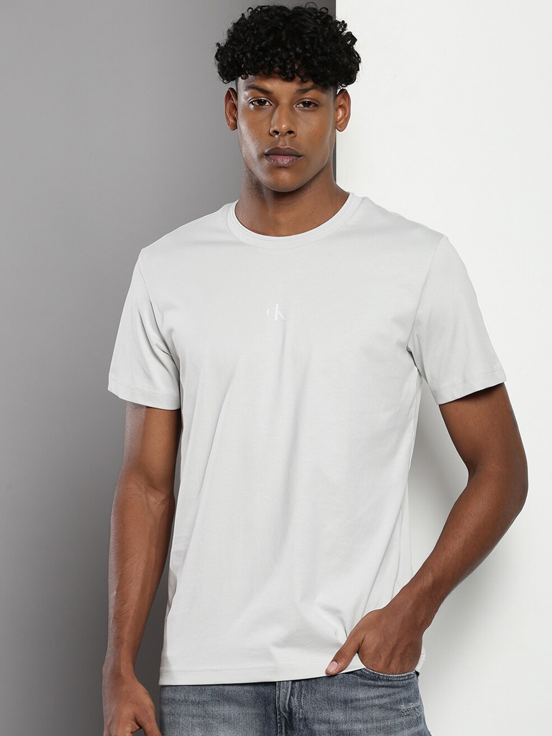 

Calvin Klein Round Neck Cotton T-shirt, Grey