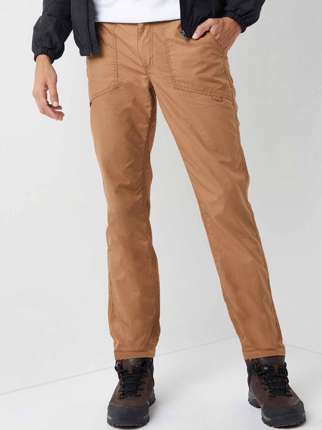 

Wildcraft Men Regular Fit Cargos Trousers, Brown