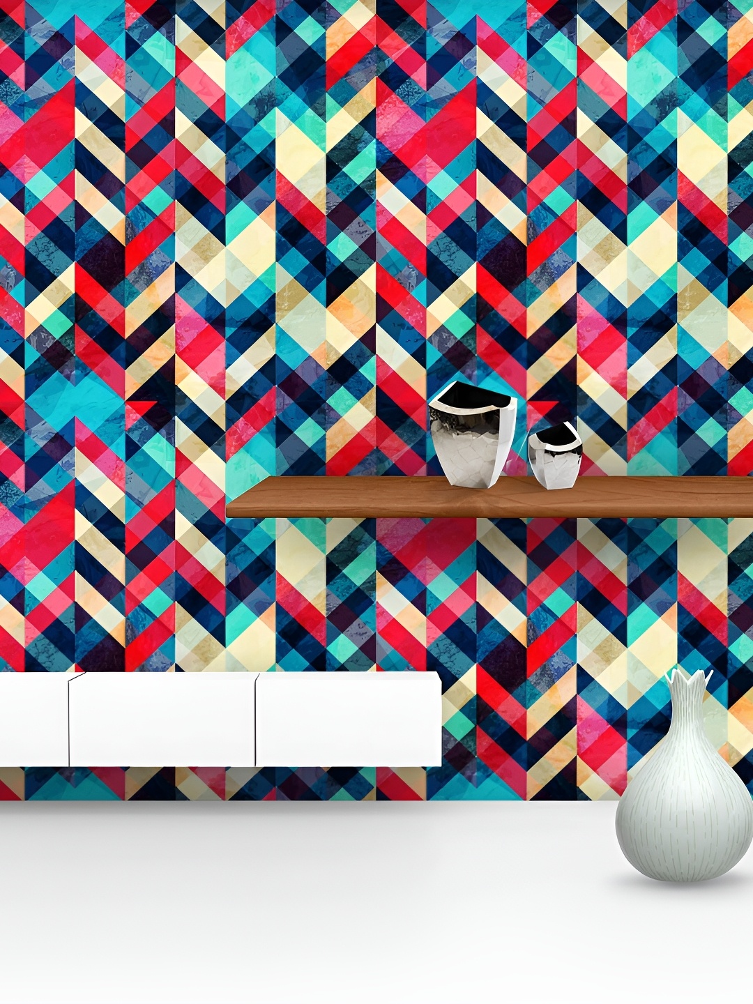 

ArtzFolio Red Blue Printed Self-Adhesive Water-Resistant Peel & Stick Wallpaper