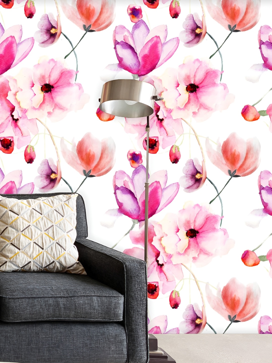 

ArtzFolio Pink & Orange Floral Printed Self-adhesive Water-Resistant Wallpaper