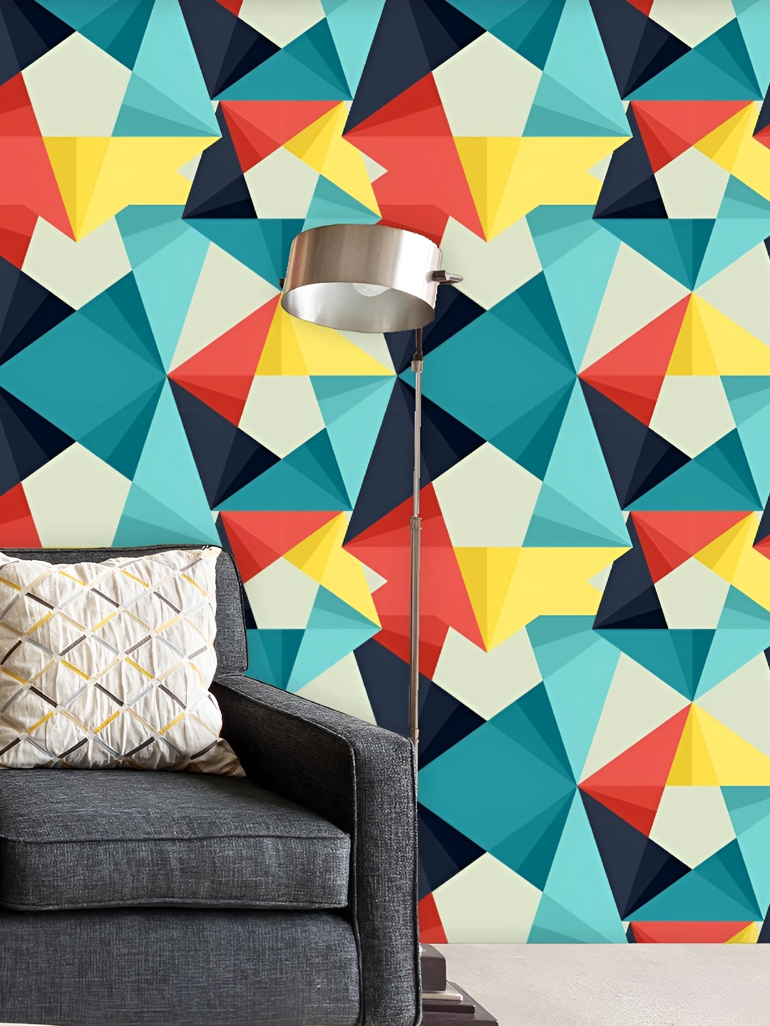 

ArtzFolio Grey & Blue Geometric Printed Self Adhesive Wallpaper