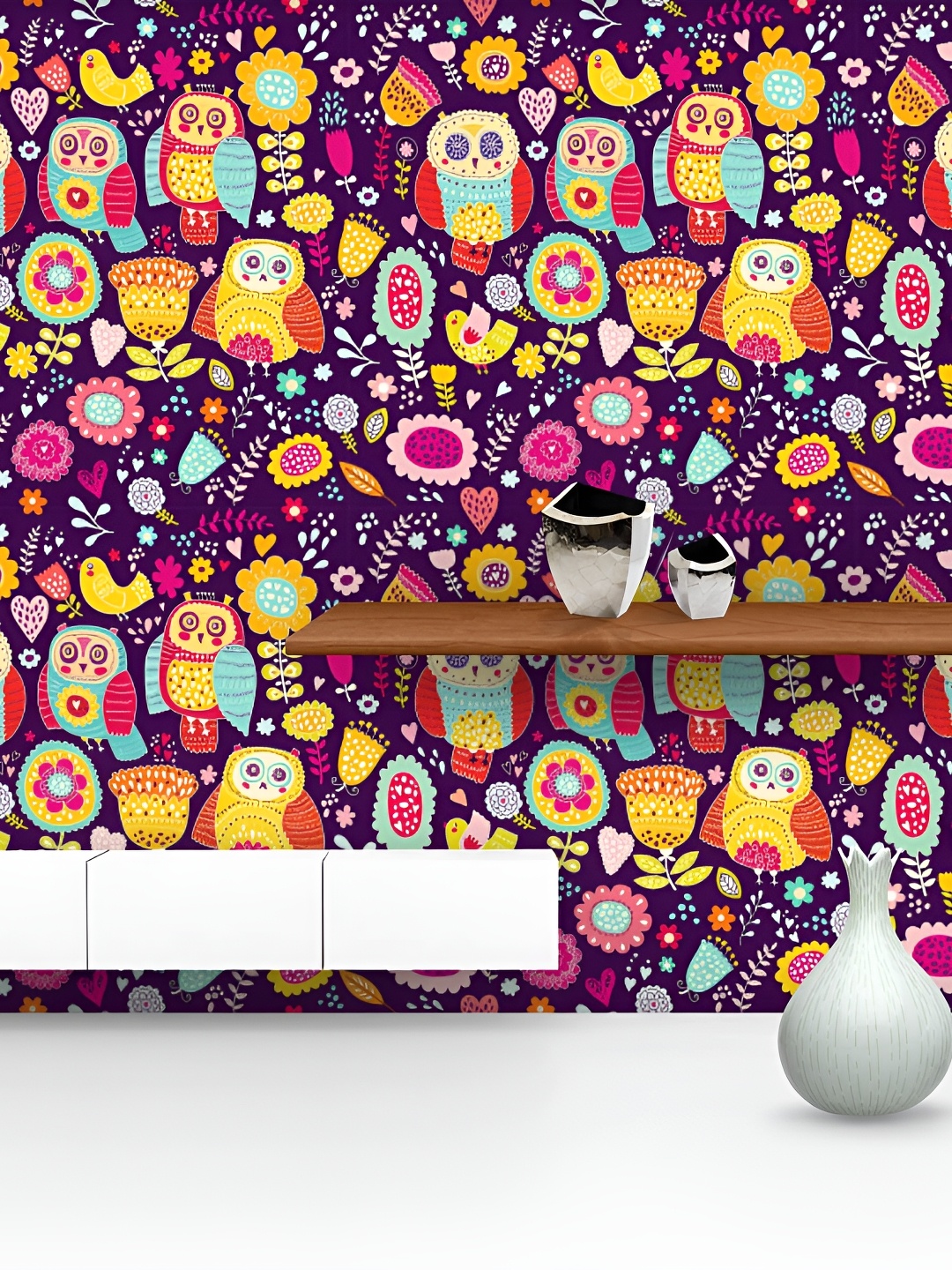 

ArtzFolio Purple Printed Peel & Stick Non-PVC Vinyl Self-Adhesive Wallpaper, Multi