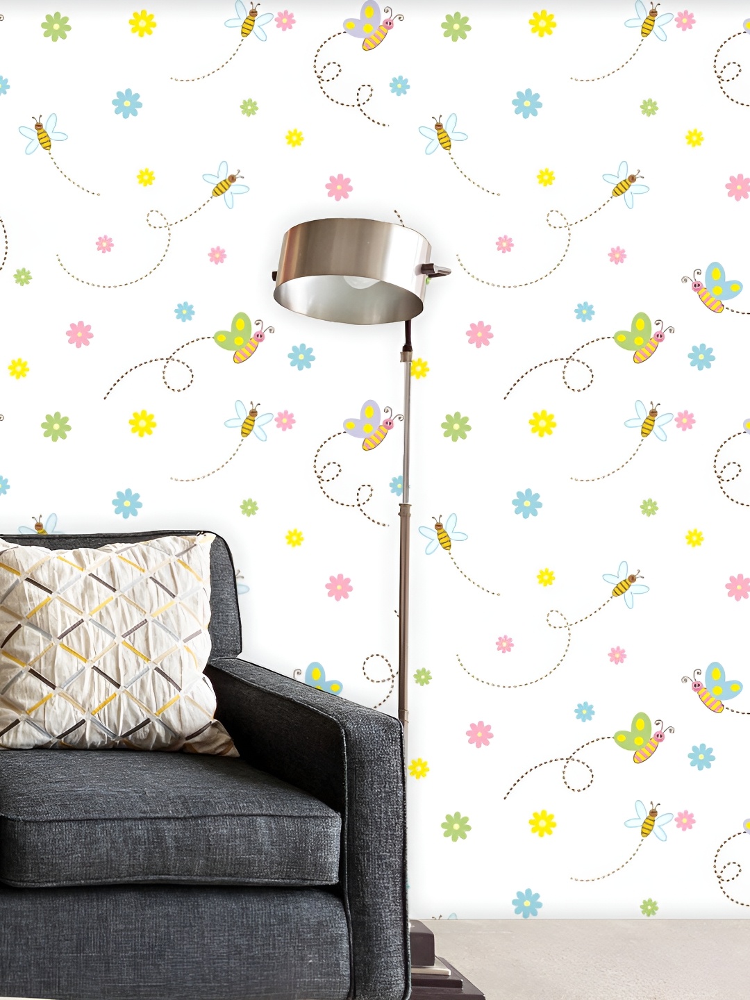 

ArtzFolio White & Pink Printed Self Adhesive Wallpaper