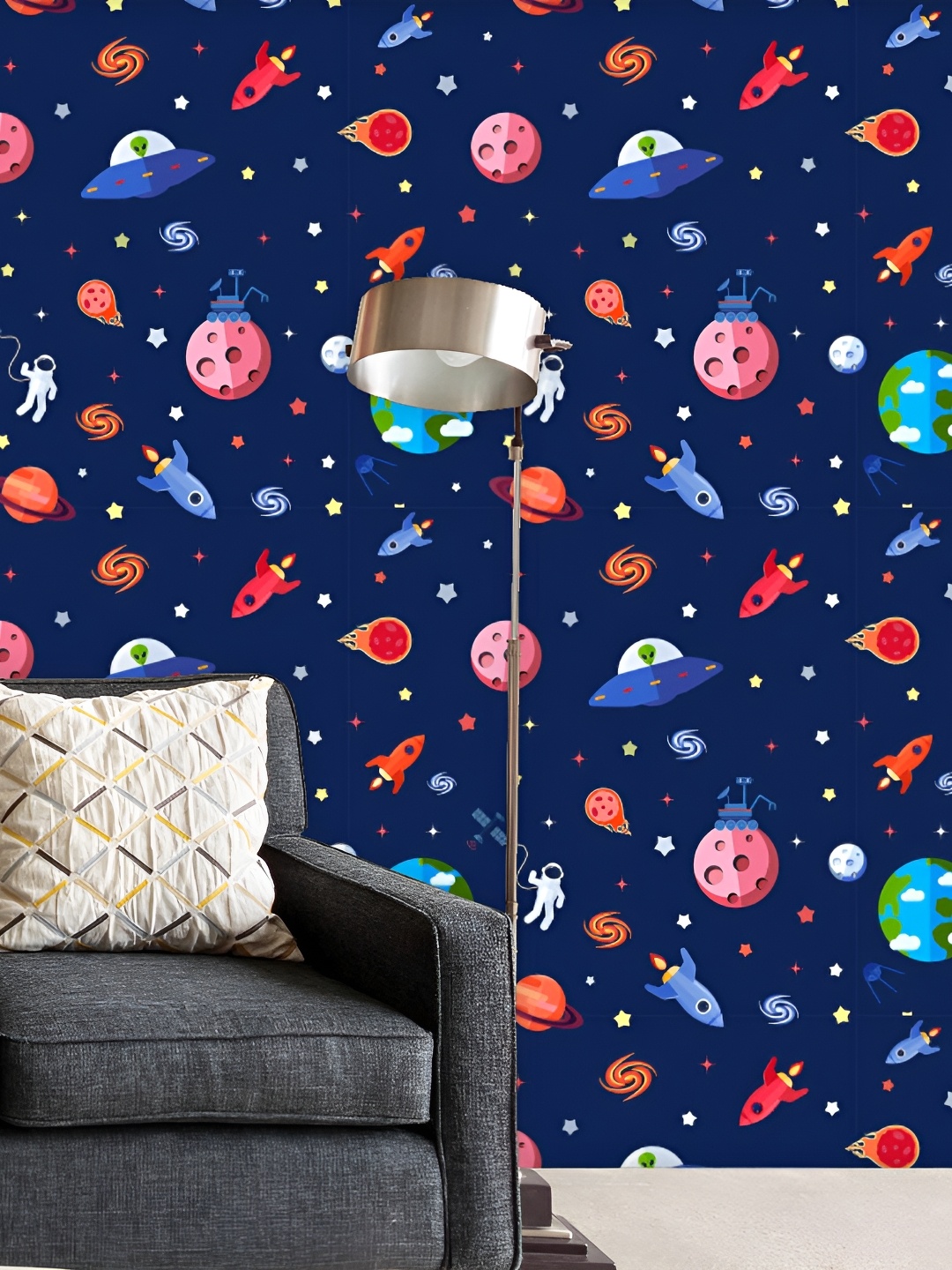 

ArtzFolio Navy Blue Printed Peel & Stick Non-PVC Vinyl Self-Adhesive Wallpaper Sticker