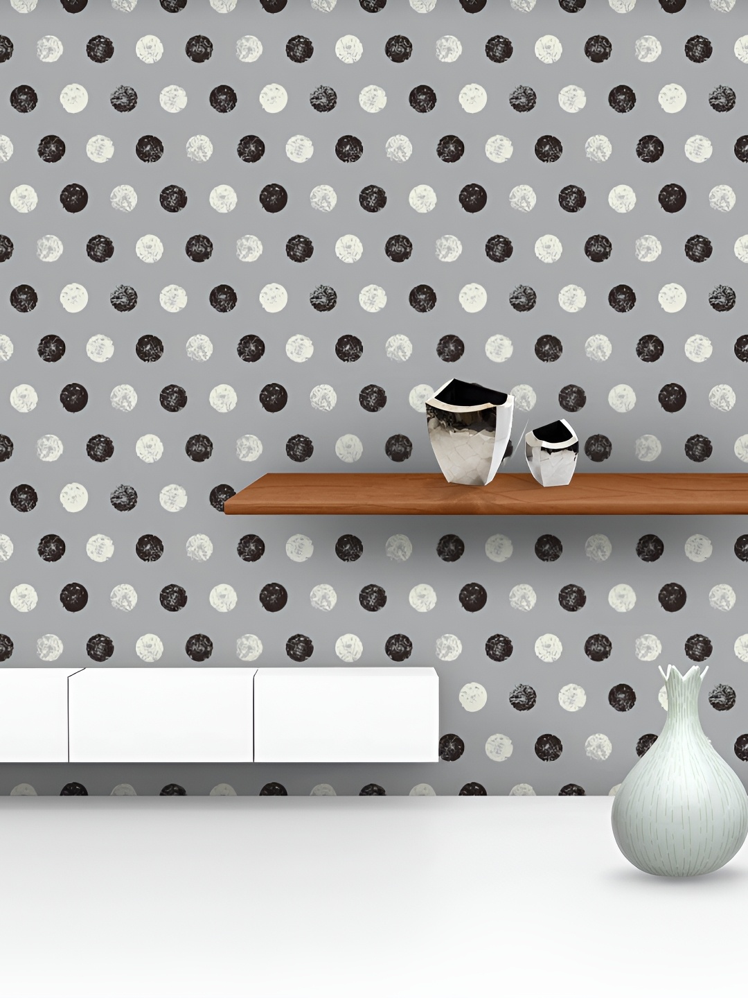 

ArtzFolio Grey and Black Polka Dots Printed Peel & Stick Wall Stickers