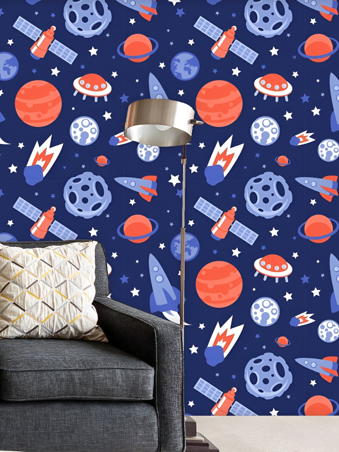 

ArtzFolio Navy Blue & Red Printed Self Adhesive Wallpaper