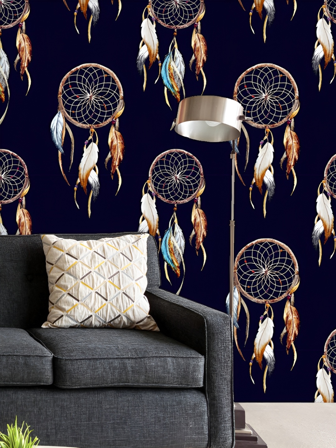 

ArtzFolio Navy Blue & Beige Dream Catcher Printed Peel & Stick Wall Stickers