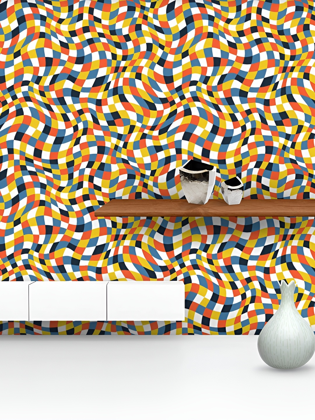 

ArtzFolio Yellow and Blue Abstract Printed Self-Adhesive Wallpaper Sticker