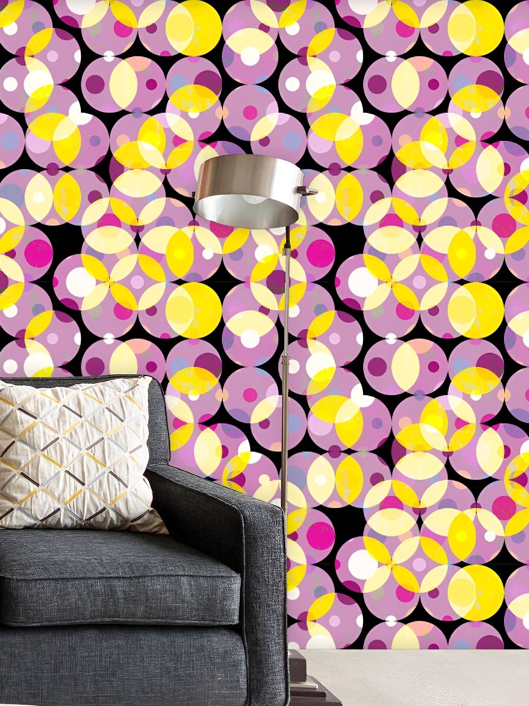 

ArtzFolio Purple & Yellow Peel & Stick Non-PVC Self-Adhesive Wallpaper