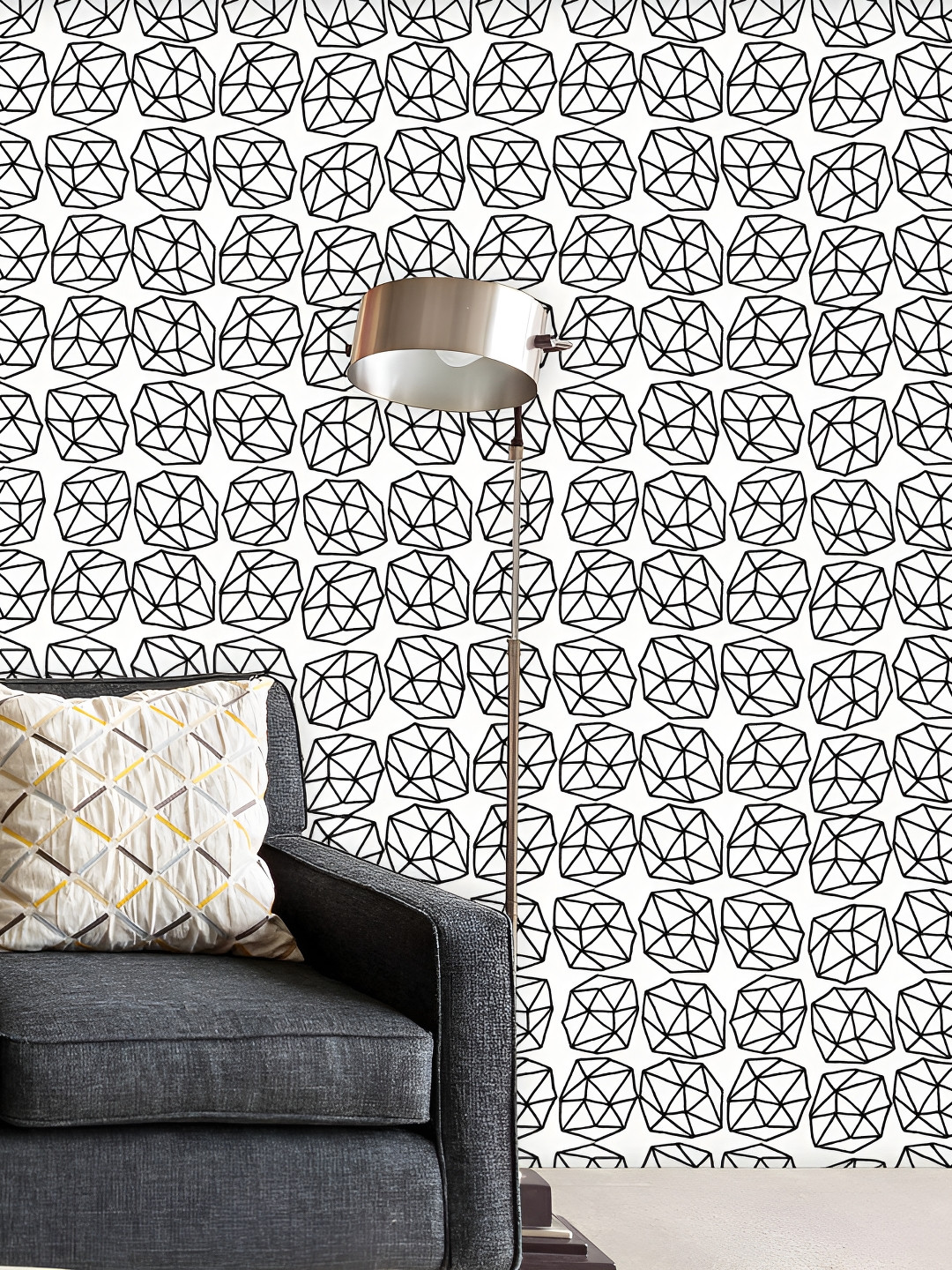 

ArtzFolio White Black Printed Self-Adhesive Water-Resistant Peel & Stick Wallpaper